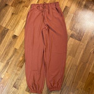 SHEIN, brownish/rust, color, elastic waist, & ankles, lightweight pants